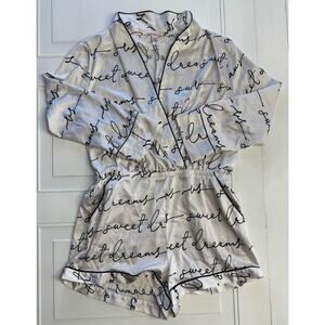 Victoria's Secret White and Black Script Pajama Set